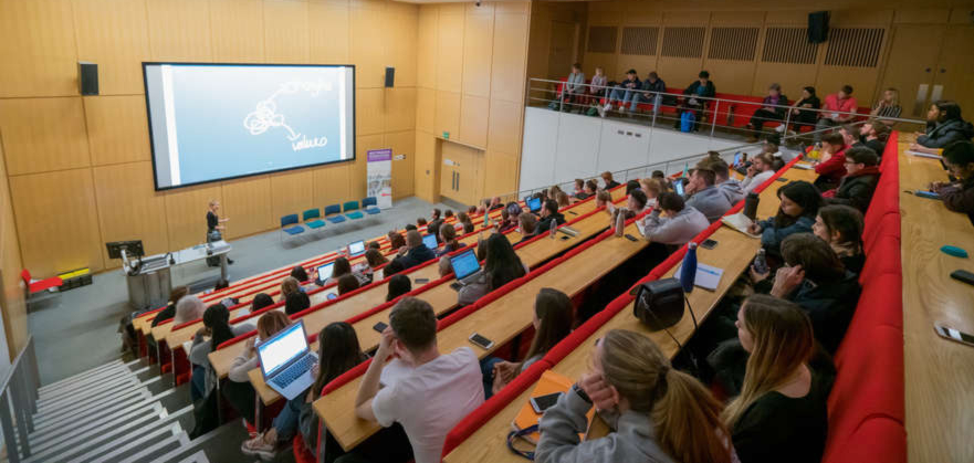 Students watching a lecture at NTU